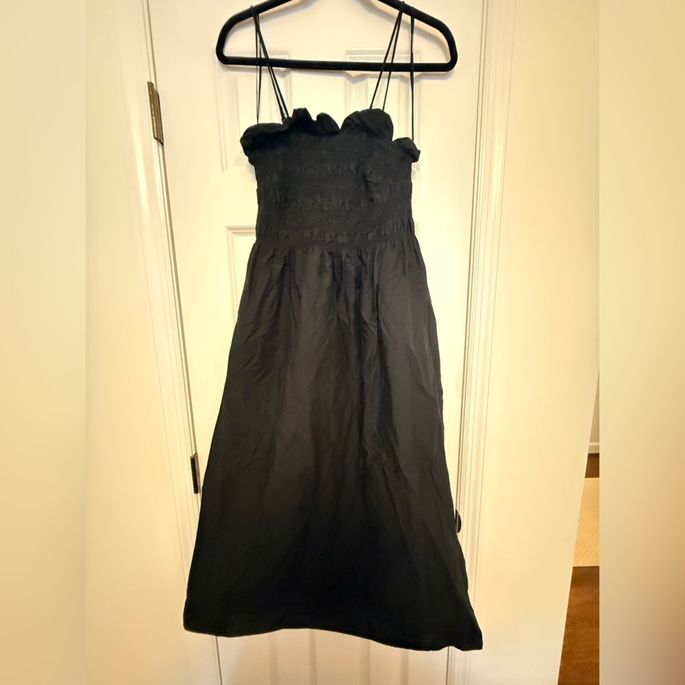 H&M Black smocked midi